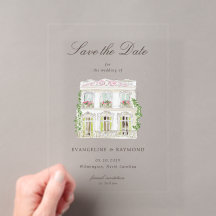 Elegante Wasserfarbe-Herrenhaus-Foto-Save-the-Date