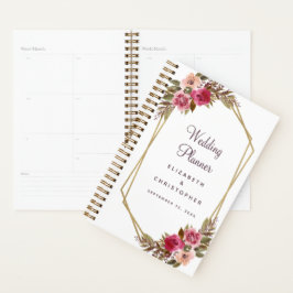 Elegante Wasserfarbe Hochzeit Lila Gold Rosa Planer