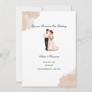 Elegante Wasserfarbe-Hochzeitseinladung für Paare Einladung