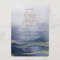 Elegante Wasserfarbe im Surf Baby Dusche Invitati