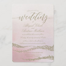 Elegante Wasserfarbe in Blush Einladung zur Hochze