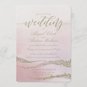 Elegante Wasserfarbe in Blush Einladung zur Hochze