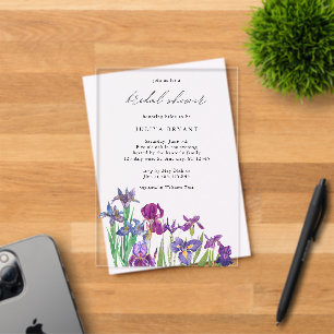 Elegante Wasserfarbe Iris-Blumen-Brautparty Acryleinladungen
