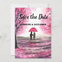 Elegante Wasserfarbe Kirschblüte Sakura Hochzeit Save The Date