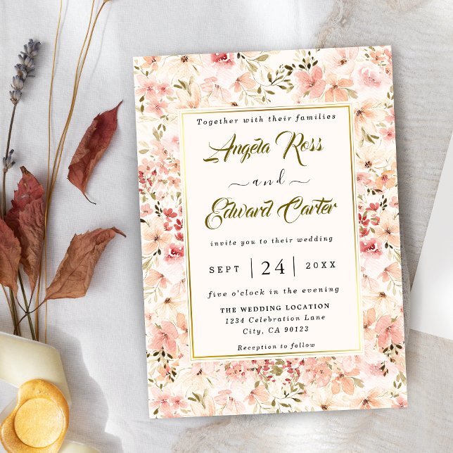 Elegante Wasserfarbe Kleine Blütenhochzeit Einladu Save The Date (Von Creator hochgeladen)