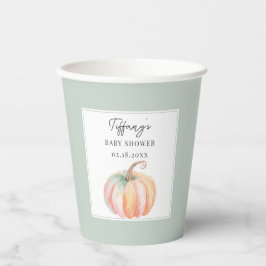 Elegante Wasserfarbe Kleine Pumpkin Baby Dusche Pappbecher