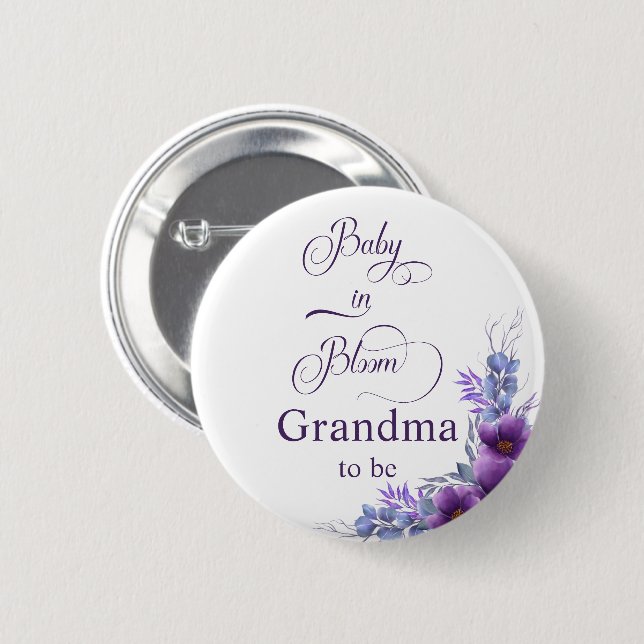 Elegante Wasserfarbe Lila Blume Oma to be Button (Vorne & Hinten)