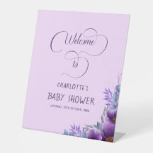 Elegante Wasserfarbe Lila-Blumen-Baby-Party