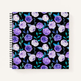 Elegante Wasserfarbe Lila Blumenstrauß Bouquet | Notizbuch