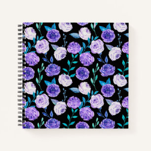 Elegante Wasserfarbe Lila Blumenstrauß Bouquet   Notizbuch