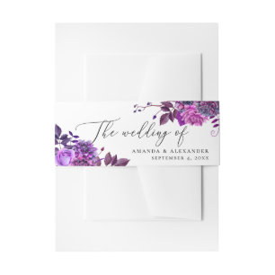 Elegante Wasserfarbe lila violette Hochzeit mit Bl Einladungsbanderole