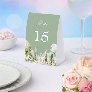 Elegante Wasserfarbe Manor-Garten-Hochzeit Tischaufsteller