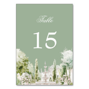 Elegante Wasserfarbe Manor-Garten-Hochzeit Tischnummer