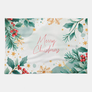Elegante Wasserfarbe Merge Weihnachtsküche Handtuc Geschirrtuch