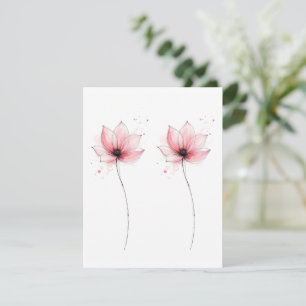 Elegante Wasserfarbe Minimalistische rosa Blumenka Karte