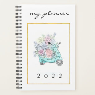 Elegante Wasserfarbe Moderne Minze Blume Golg Bike Planer