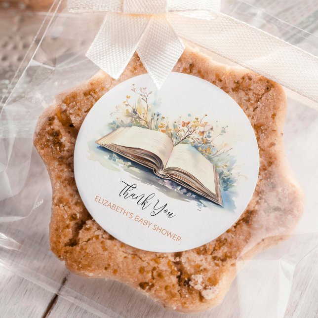 Elegante Wasserfarbe Neue Kapitel Kinderdusche Runder Aufkleber (Von Creator hochgeladen)