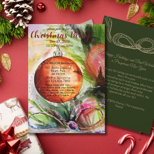 Elegante Wasserfarbe-Ornament-Weihnachtsfeier Einladung
