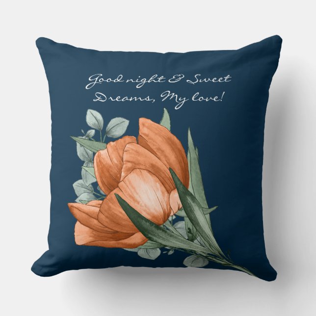 Elegante Wasserfarbe Peony Schöne Nacht Süße Träum Kissen (Vorderseite)