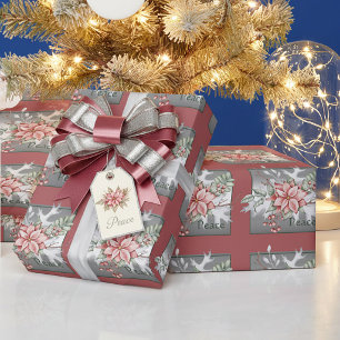 Elegante Wasserfarbe Poinsettie individuelle Weihn Geschenkpapier