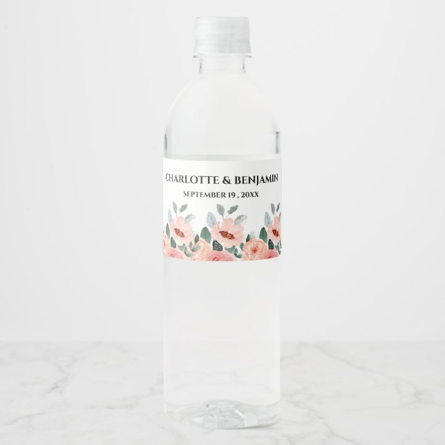 Elegante Wasserfarbe Romantische Blumenhochzeit (Vorderseite)