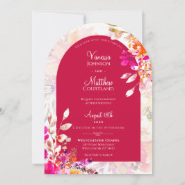 Elegante Wasserfarbe Rosa Blumenhochzeit Einladung