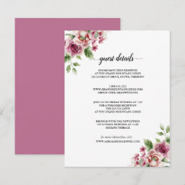 Elegante Wasserfarbe Rosa Bouquet Hochzeit Begleitkarte