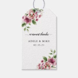 Elegante Wasserfarbe Rosa Bouquet Hochzeit Geschenkanhänger