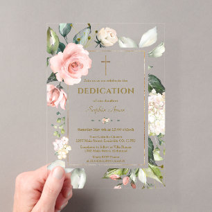 Elegante Wasserfarbe Rosa Creme Blume Dedication Acryleinladungen