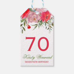 Elegante Wasserfarbe Rosa Frühlingsblumen Geburtst Geschenkanhänger