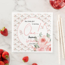 Elegante Wasserfarbe Rosa Rose Mädchen 1. Geburtst