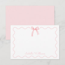 Elegante Wasserfarbe Rosa Schleife Coquette Notizk