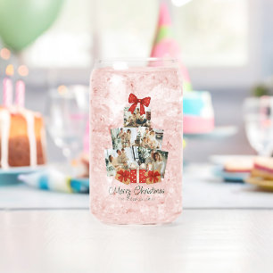 Elegante Wasserfarbe-Rote-Schleife-Familien-Weihna Dosenglas