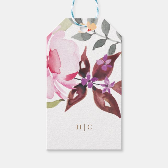 Elegante Wasserfarbe Schöne Hochzeit Geschenkanhänger (Vorderseite)