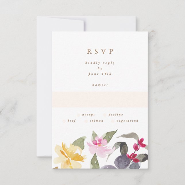Elegante Wasserfarbe Schöne Hochzeit RSVP (Vorderseite)