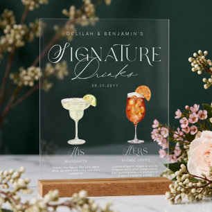 Elegante Wasserfarbe Seine-Ihre-Signaturgetränk-Ho Acrylschild