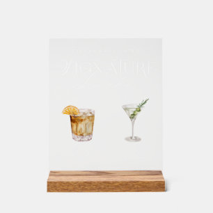 Elegante Wasserfarbe Seine Signature Drink Hochzei Acrylschild