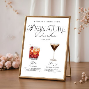 Elegante Wasserfarbe Seine Signature Drink Hochzei Poster
