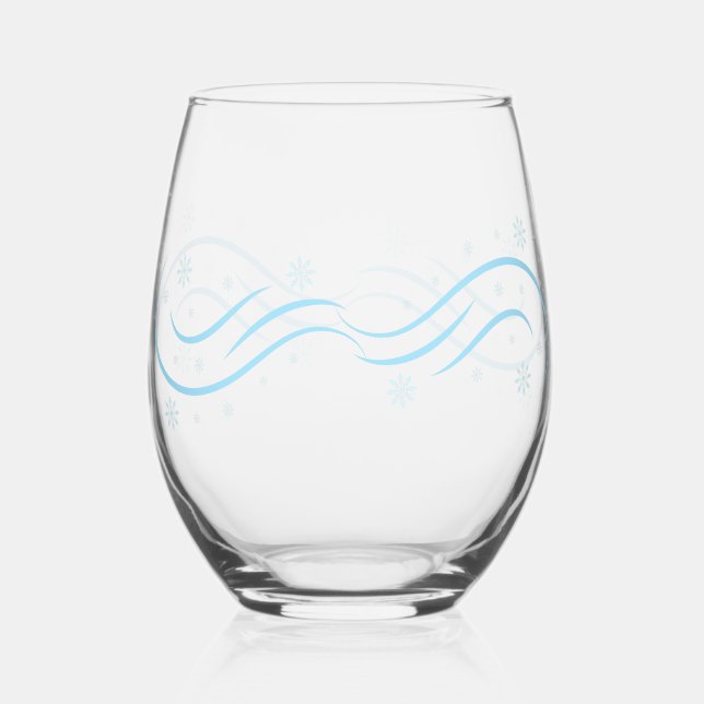 Elegante Wasserfarbe Snowflake Frohe Weihnachten Weinglas Ohne Stiel (Vorderseite)