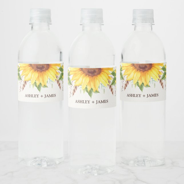 Elegante Wasserfarbe Sonnenblumen Sommer Gastgesch (Flaschen)