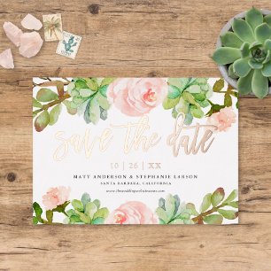 Elegante Wasserfarbe-Sukkulente Save The Date Folieneinladung