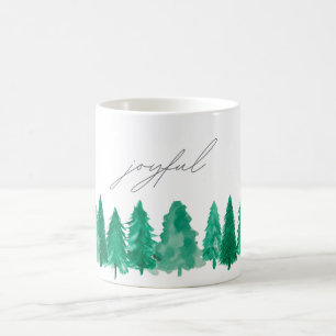 Elegante Wasserfarbe Tannenbäume Fröhliche Weihnac Kaffeetasse