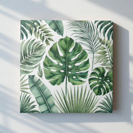 Elegante Wasserfarbe Tropische grüne botanische Fl Fliese