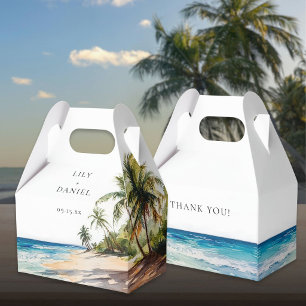 Elegante Wasserfarbe Tropische Strandhochzeit Geschenkschachtel
