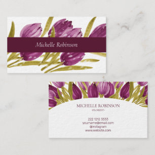 Elegante Wasserfarbe-Tulpenblumen professionell Visitenkarte