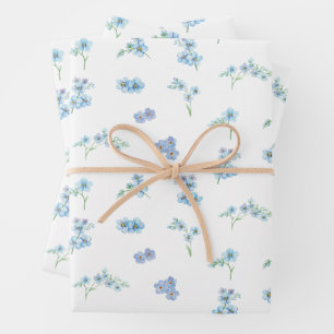 Elegante Wasserfarbe Vergiss mich nicht Blume Geschenkpapier Set