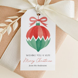 Elegante Wasserfarbe Vintag Ornament Weihnachten Geschenkanhänger