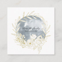Elegante Wasserfarbe Vollmond- und BlumenSquare-Ka