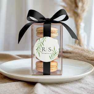 Elegante Wasserfarbe-Weiden-Brautparty-Monogramm Runder Aufkleber