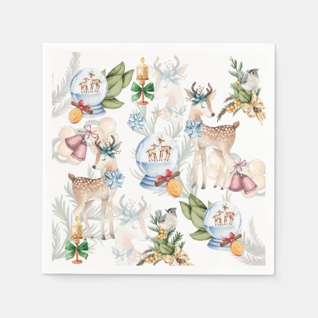 Elegante Wasserfarbe Weihnachten Serviette (Vorderseite)